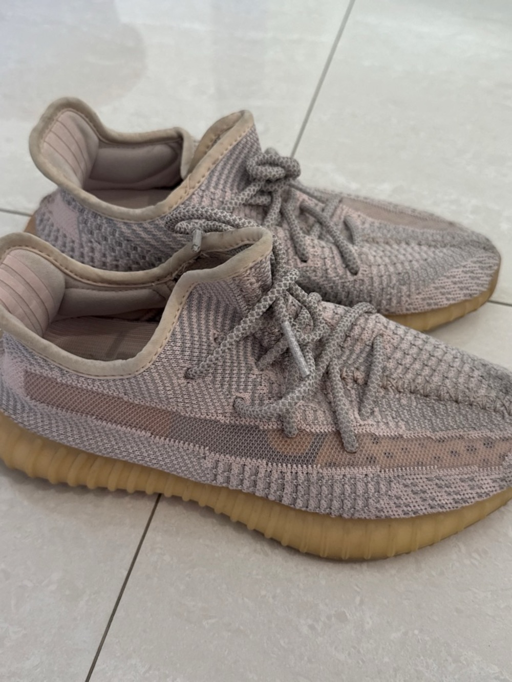 adidas Light Gray Knit Running Shoe with White Midsole